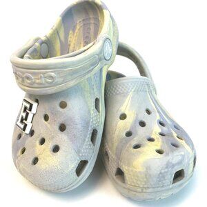 Kids Crocs Grey and Yellow Tye Dye Size 8C